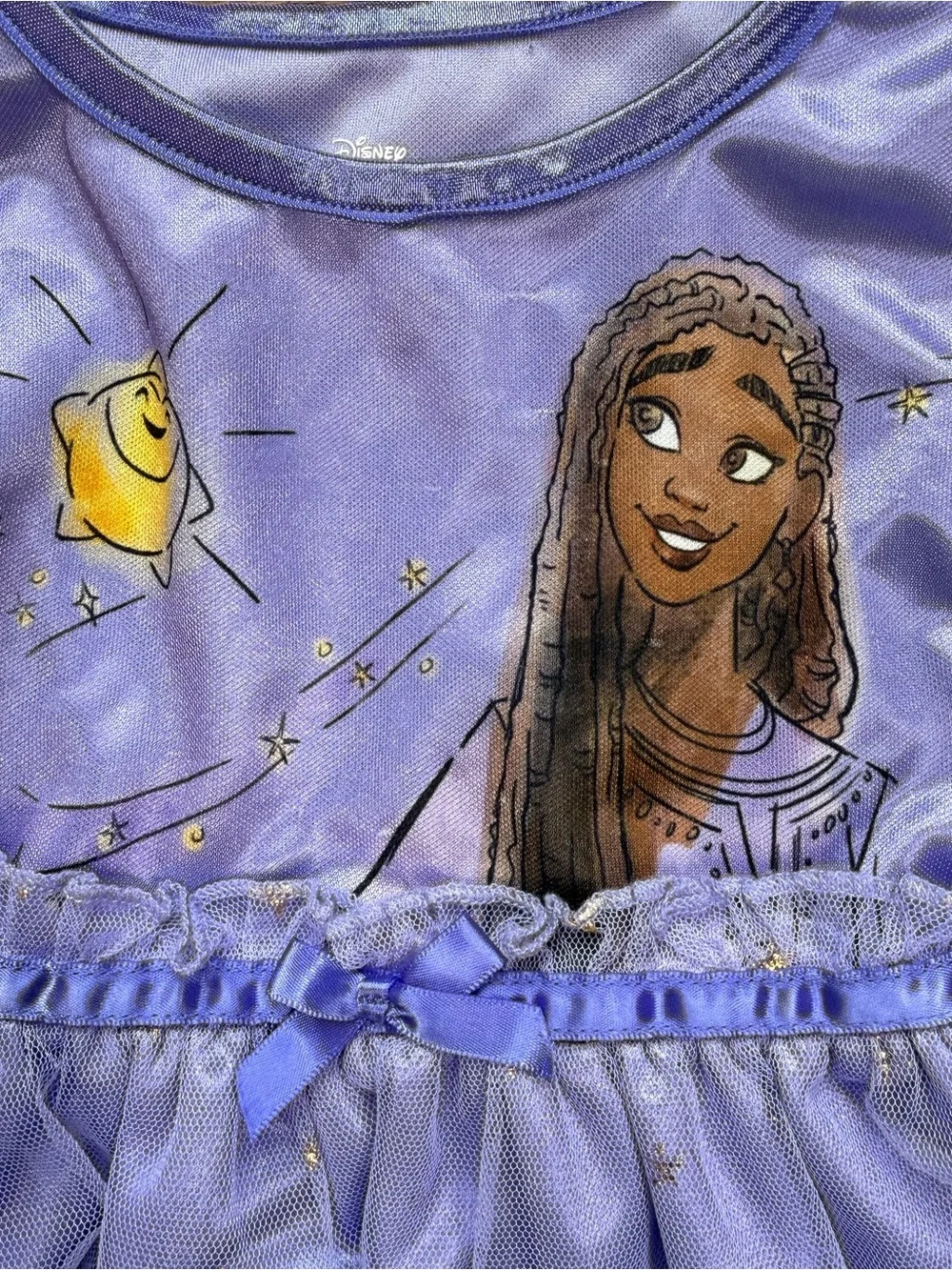 Disney Wish Girls Asha & Wishing Star Purple Princess Tulle Dress Star Print 3T - Picture 3 of 12